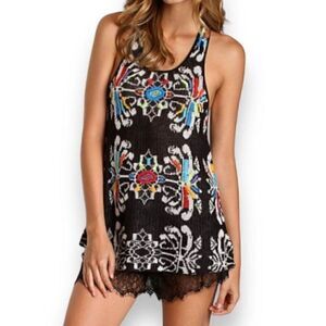 Free People Flower Power Tunic Black